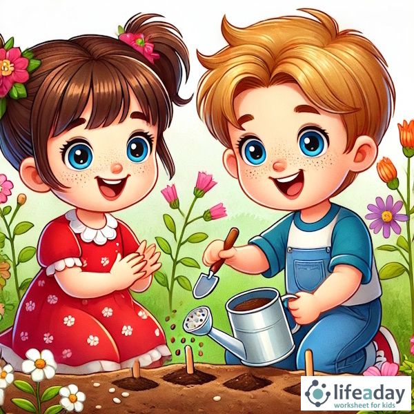 การ์ตูนสำหรับเด็ก ในรูปแบบ นิทานการ์ตูนสองภาษา เรื่อง The Great Garden Adventure หน้า 3